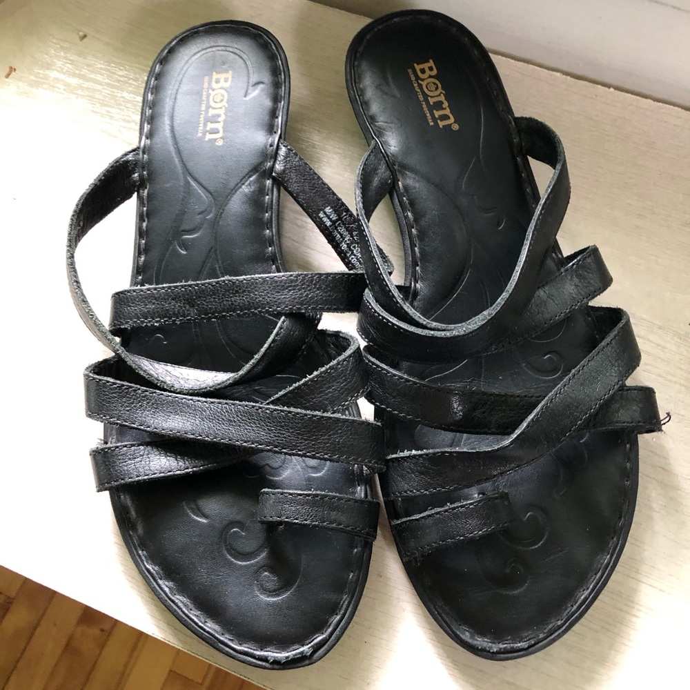 Black Leather Born Sandals